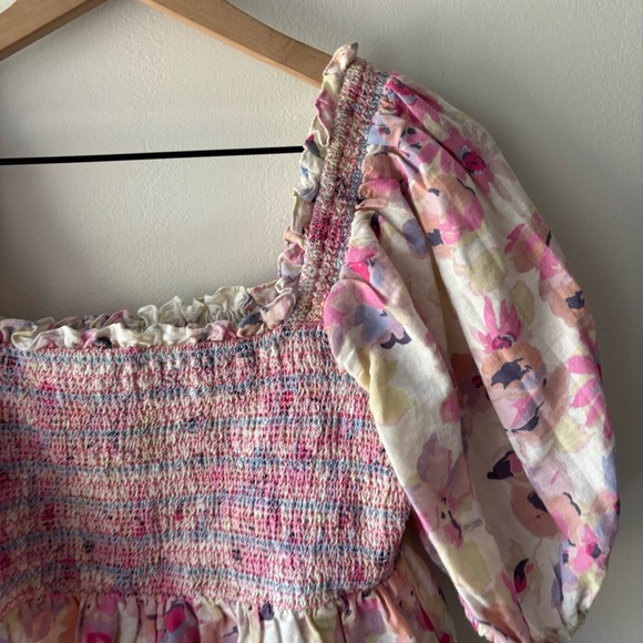 SOMETHING NAVY Floral Smocked Top‎ in Pastel Sz S - Picture 6 of 8